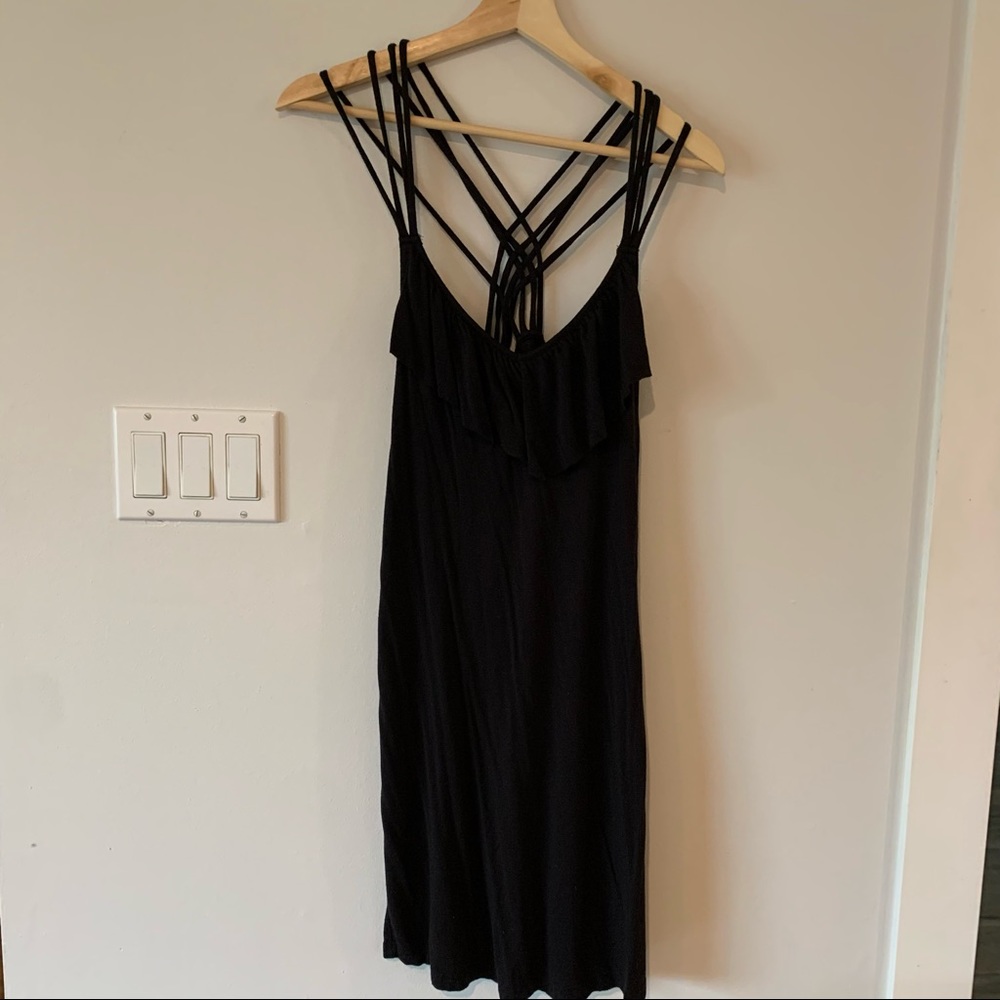 Roxy Strappy V Black Dress Women’s Medium M Ruffle
